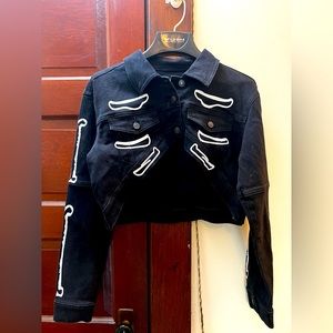 Skeleton High Low Denim Jacket